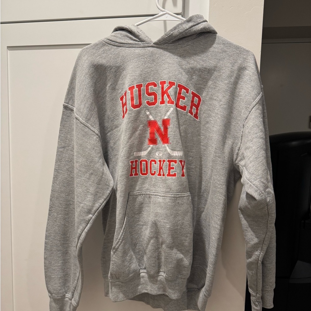 Gildan Gray Husker Hockey Hoodie